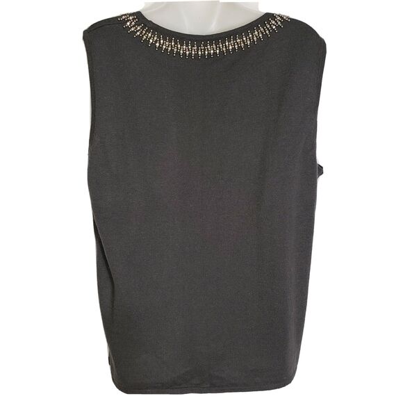Preston & York Women's Tank Top Size XL Gray Embellished Beaded Knit Rabbit Hair - Picture 2 of 8